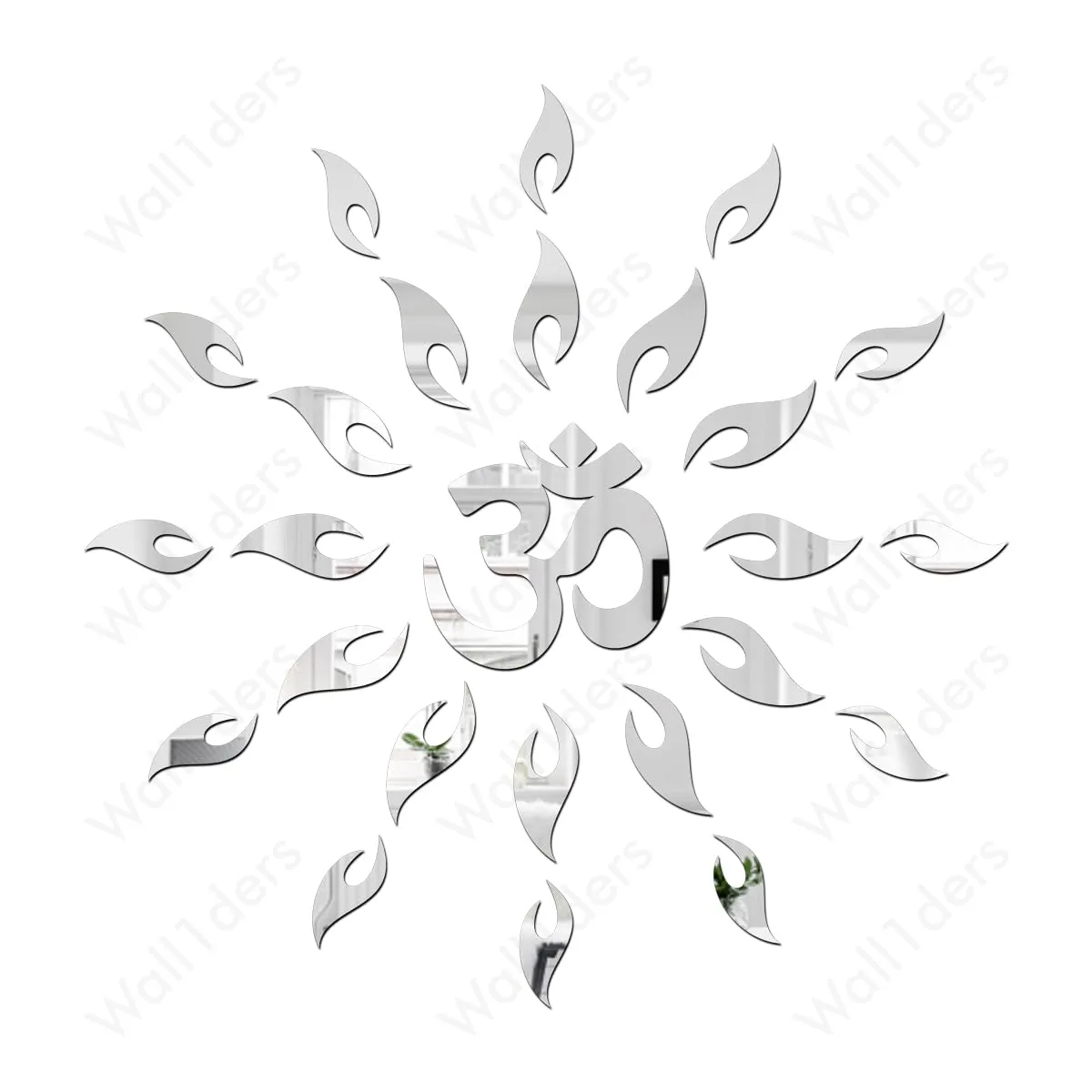 Wall1ders Om Mandala Silver Mirror Stickers for Wall, Acrylic Mirror Wall Decor Sticker, Wall Mirror Stickers, Acrylic Stickers, Wall Stickers for Hall Room, Bed Room, Kitchen.