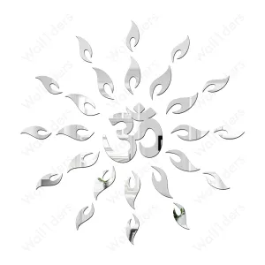 Wall1ders Om Mandala Silver Mirror Stickers for Wall, Acrylic Mirror Wall Decor Sticker, Wall Mirror Stickers, Acrylic Stickers, Wall Stickers for Hall Room, Bed Room, Kitchen.