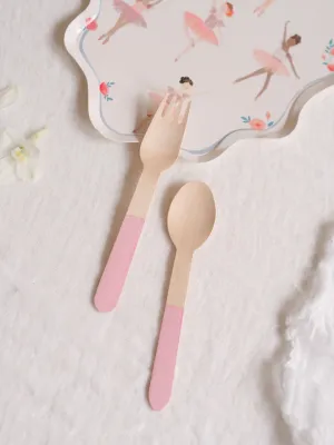 Wooden Cutlery Set Pink